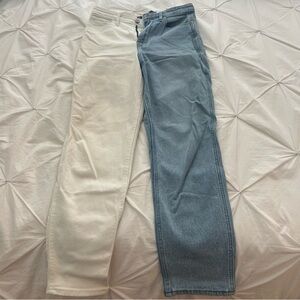 Hollister Cream and Blue High-Rise Jeans